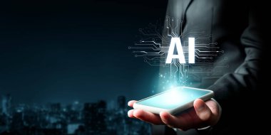 Yapay zeka mühendisliği, büyük veri ve yapay zeka makinesi kavramında yapay zeka beyin işlemcisiyle iş desteği için üretken yapay zeka kullanmayı öğrenen insan etkileşimi. Faas