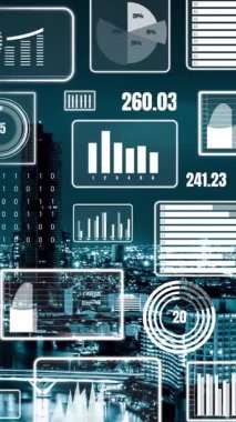 İş verileri analitik arayüzü akıllı şehrin üzerinde uçuyor ve iş zekasının geleceğini değiştiriyor. Stratejik plan için büyük verileri analiz etmek için bilgisayar yazılımı ve yapay zeka kullanılır .
