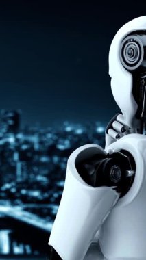 Internet connection controlled by AI robot huminoid and machine learning process to analyze data connectivity and cyber security . 3D rendering .