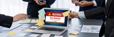 Bilgisayar ekranındaki virüs uyarısı canlı siber tehdit, hacker, bilgisayar virüsü ve kötü amaçlı yazılım tespit etti