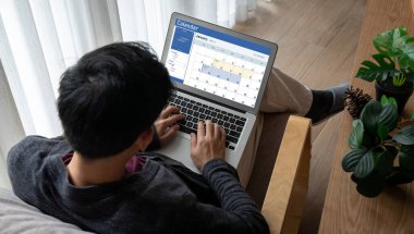 Calendar on computer software application for schedule planning for personal organizer and online business snugly
