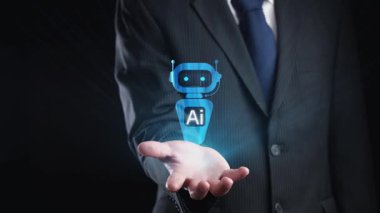 Yapay zeka sanal asistanı Chatbot ile yapay zeka konsepti ile insan etkileşimi, yapay zeka mühendisliği, LLM yapay zeka derin öğrenimi iş desteği için üretken yapay zeka kullanımı. Kullanıcı Kimliği