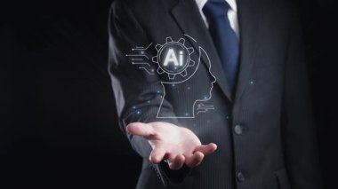 Yapay zeka mühendisliği, büyük veri ve yapay zeka makinesi kavramında yapay zeka beyin işlemcisiyle iş desteği için üretken yapay zeka kullanmayı öğrenen insan etkileşimi. Kullanıcı Kimliği