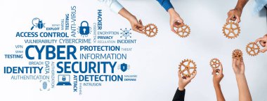 Modern bir çalışma alanında, güvenlik, farkındalık ve tehditlere karşı korunmayı temsil eden proaktif stratejiler ve vites sembolleri sergileyen temel siber güvenlik kavramlarını araştırın. Dostluk