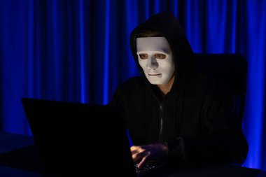 Beyaz suçlu anonim maskesi kodlama şifrelemesi yüklüyor. Programlama ile güvensiz mahremiyet sağlamaya çalışıyor. Bilgisayardan fidye için büyük bir veritabanı almaya çalışıyor. Bireysel.