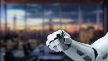 Robotik bir el, modern analitik ve stratejiyi temsil eden dinamik grafik ve sembollerin yer aldığı bir iş ortamında veri büyümesi ve yenilik kavramını gözler önüne serer. Auvana