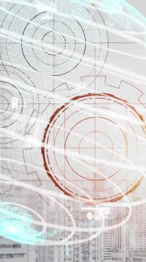 Gelecekteki bina inşaatı ve HUD hologram grafik tasarımı ile yaratıcı mühendislik projesi konsepti. İnşaat mühendisi, mimar ya da inşaat işçisi modern sivil teknoloji ile çalışıyor..