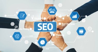 Ofis çalışanlarının el ele dizilmesi başarılı bir iş ortaklığı grubunu ve panoramik pankartta kamu işyerinde güçlü bir birlik takım çalışmasını sembolize ediyor. Kurnaz Dostluk