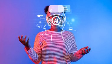 Bu resim, insan etkileşimini gelişmiş sanal teknolojiyle harmanlayan, yenilik ve dijital iletişimi ön plana çıkaran modern bir yapay zeka asistanı konseptini sergiliyor. XDMCP