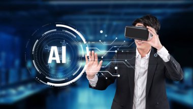 Modern bir çalışma alanında sanal gerçeklik teknolojisiyle ilgilenen, yenilikçi deneyimler için yapay zeka ve dijital arayüz elementlerinin entegrasyonunu vurgulayan bir profesyonel. XDMCP