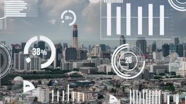 İş verileri analitik arayüzü akıllı şehrin üzerinde uçuyor ve iş zekasının geleceğini değiştiriyor. Stratejik plan için büyük verileri analiz etmek için bilgisayar yazılımı ve yapay zeka kullanılır .
