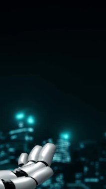 Gelecekçi robot yapay zeka yapay zeka yapay zekayı aydınlatıyor ve makine öğrenme kavramını geliştiriyor. İnsan hayatının geleceği için küresel robot biyonik bilim araştırması. 3B görüntüleme grafiği.