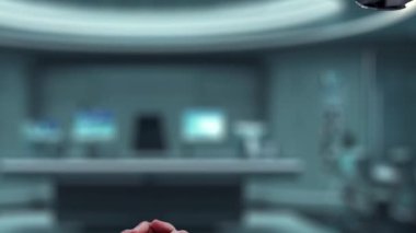 İnsan eliyle robot el arasındaki etkileşimi gösteren büyüleyici bir video, arama arayüzü ve simgeleriyle teknolojiyi ve dijital iletişimi vurguluyor. Auvana