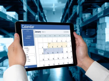 Calendar on computer software application for schedule planning for personal organizer and online business snugly