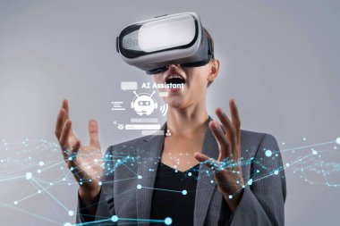 Yapay zeka sanal asistanı Chatbot ile yapay zeka konsepti ile insan etkileşimi, yapay zeka mühendisliği, LLM yapay zeka derin öğrenimi iş desteği için üretken yapay zeka kullanımı. FaaS