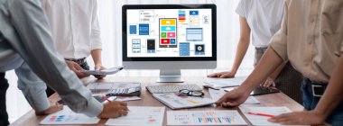 Hareketli mobil uygulama ve web sitesi için UX UI tasarım süreci. Profesyonel uygulama geliştiricisi için kablo grafiğinin yaratıcı prototipi .