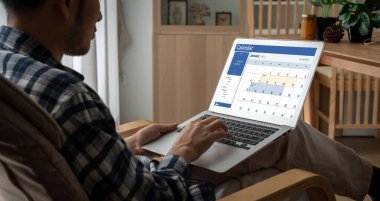 Calendar on computer software application for schedule planning for personal organizer and online business snugly