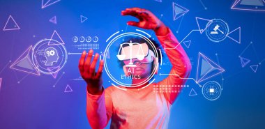 Bu görüntü, sorumlu yönetim ve teknoloji gelişimine uyum ihtiyacını vurgulayarak, dijital ortamda yapay zeka, etik ve hukukun gelişmekte olan kavramlarını yakalar. XDMCP