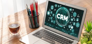 CRM işletme ve işletme için modern bilgisayarda müşteri ilişkileri yönetim sistemi