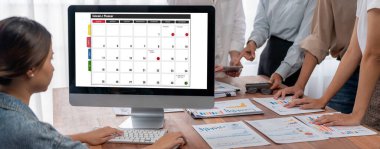 Kişisel organizatör ve çevrimiçi iş dünyası için hızlı zamanlama planlaması için bilgisayar yazılım uygulaması takvimiName