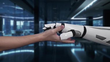 Modern ofis ortamında bir pazarlama stratejisinin dinamik bir temsili, dijital hedeflere ve veri analizlerine uzanan bir eli gösteriyor. Auvana