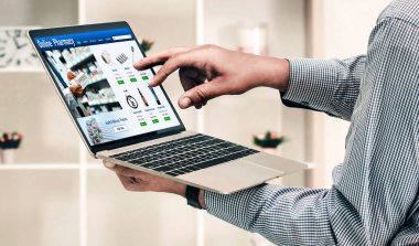 on pharmacy online store on computer screen for shopping for medical products drugs and medicine snugly