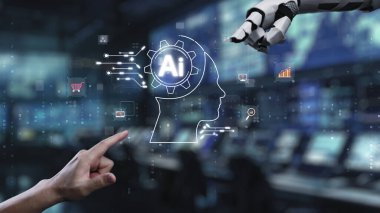 Bu resim yapay zekanın ve insan etkileşiminin birleşimini gösteriyor, modern iş akışlarındaki teknoloji rolünü ve gelişmiş sonuçlar için işbirliğini vurguluyor. Auvana