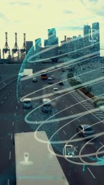 Akıllı şehirde küresel bağlantı ve internet ağı modernizasyonu. Gelecekteki 5G kablosuz dijital bağlantı ve sosyal medya ağı kavramı .