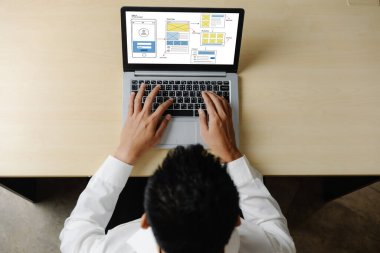 Model mobil uygulama ve web sitesi için UX UI tasarım süreci. Profesyonel uygulama geliştiricisi için kablo grafiğinin yaratıcı prototipi .