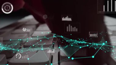 İstatistiksel yatırım karar verme metodolojisi, finans ve finans mühendisliği kavramını gösteren bilgisayar üzerindeki iş büyük veri ve finans analizlerinin yaratıcı görüntüsü .