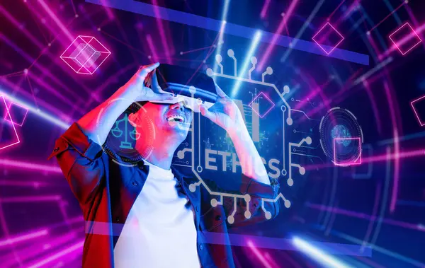 Bu görüntü, teknolojik güdümlü bir dünyada hukuki sorumluluk ve yönetimin önemini vurgulayan dijital etik ve yapay zekanın kesişimini gösteriyor. XDMCP