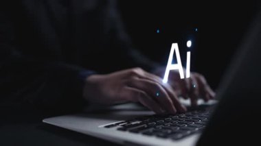 Yapay zeka sanal asistanı Chatbot ile yapay zeka konsepti ile insan etkileşimi, yapay zeka mühendisliği, LLM yapay zeka derin öğrenimi iş desteği için üretken yapay zeka kullanımı. Kullanıcı Kimliği