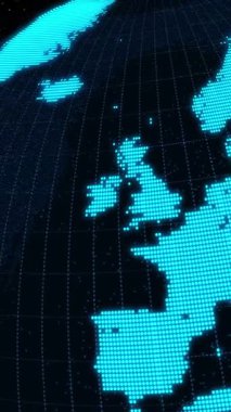 Uzayda dijital Dünya 'nın üç boyutlu yörünge dönüşü ağ teknolojisi kavramını gösteriyor. İnternet 'e bağlanan küresel hareket grafiği küresel iletişim ve bağlantı ağını sunar.