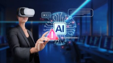 Sanal gerçeklik teknolojisini kullanarak yapay zeka uyarıları yapan ve iletişim ve güvenlikteki yapay zeka rolünü vurgulayan bir profesyonel. XDMCP