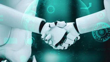 Futuristic robot artificial intelligence huminoid AI for industrial factory technology development and machine learning concept. robotic bionic science research for future of human life. 3D rendering.