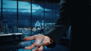 Yapay zeka sanal asistanı Chatbot ile yapay zeka konsepti ile insan etkileşimi, yapay zeka mühendisliği, LLM yapay zeka derin öğrenimi iş desteği için üretken yapay zeka kullanımı. Kullanıcı Kimliği