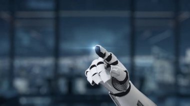 İleri teknoloji ortamında siber güvenlik ve veri korumasının önemini temsil eden dijital bir kilidi tutan fütürist bir robot el tasvir ediliyor. Auvana