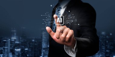 Yapay zeka mühendisliği, büyük veri ve yapay zeka makinesi kavramında yapay zeka beyin işlemcisiyle iş desteği için üretken yapay zeka kullanmayı öğrenen insan etkileşimi. Faas