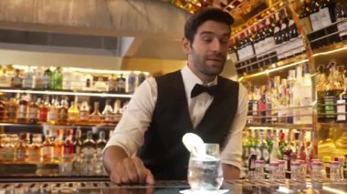 Akıllı barmen, lüks bir tezgahta arkadaşını beklerken limonlu cin kokteyli ikram ediyor. Barmen, canlı gece hayatı parti atmosferinde mükemmel hizmet veriyor. Vinosity.