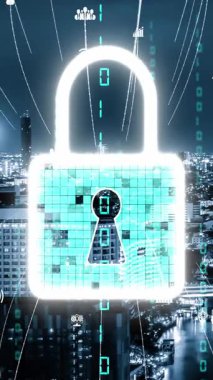 Dijital Platform 'da Siber Güvenlik ve Değişim Veri Koruması. Hackerlar, virüsler ve güvensiz bilgilere karşı çevrimiçi veri erişim savunması için güvenli güvenlik duvarı teknolojisi gösteren grafik arayüzü .