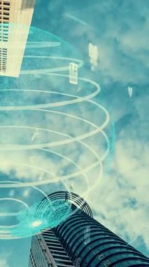 Akıllı şehirde küresel bağlantı ve internet ağı modernizasyonu. Gelecekteki 5G kablosuz dijital bağlantı ve sosyal medya ağı kavramı .