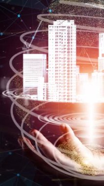 İnşaat tasarımında yenilikçi mimari ve yenilikçi mühendislik. Modern gayrimenkul ve emlak geliştirme kavramı.