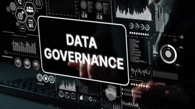 Dijital Kontrol Paneli ve İş Analiz Temsili ile Modern Veri Yönetimi Konsepti. Asemptotik akıllı veri analitiği.