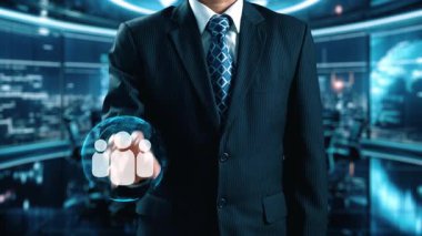 İş adamı ağ kurar, değerli bağlantılar kurar. Profesyonel ağı ve fırsatları genişletmek için etkili insan ağ oluşturma stratejileri UUID