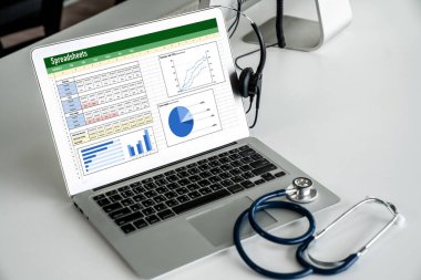 Spreadsheet document information financial startup concept. data and graphs in spreadsheet documents for online analysis project dashboard accounting digital snugly