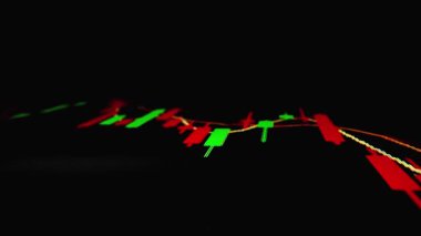 LED ekranda kapanış makro çekim hareketi, düşen borsa grafiği ekonomik krizi, azalan eğilim kırmızı düşüş göstergesi ve kar kaybı. Finansal kriz piyasa dengesizliğine yol açtı.