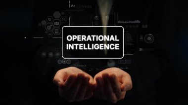 İş Sezgileri ve Analizi için Veri Görselleştirmeleri ve Grafikleriyle Operasyonel Zeka Elleri Tutma Konsepti. Asemptotik akıllı veri analitiği.