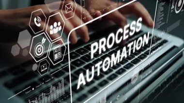 Eller Laptop 'ta Grafik İşlem Otomasyonu ve Dijital Dönüşüm ile Yazıyor. Asemptotik akıllı veri analitiği.