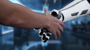 Bu video insan ve robot eller arasındaki dinamik işbirliğini yakalar, yapay zeka kavramlarını ve dijital ortamda yenilikleri vurgular. Auvana