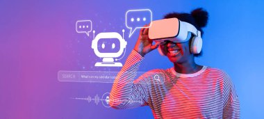 Sanal gerçeklik deneyiminden zevk alan bir kadının canlı tasviri, teknoloji ve etkileşimin kesişimini keşfederken bir sohbet robotu arayüzüne bağlanıyor. XDMCP